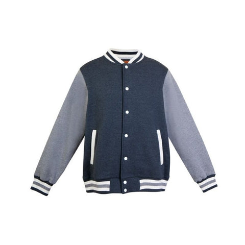 Varsity Jacket Mens Dark Marl Grey Marl Front View